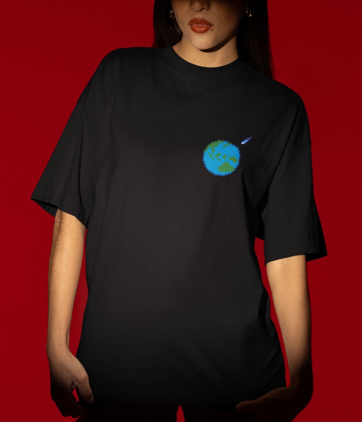 Meteor Impact - Terry Oversized T-Shirt - Dark