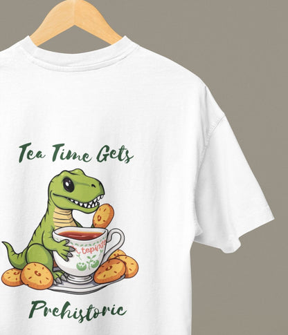 Tea Time Gets Prehistoric - Oversized Classic T-Shirt