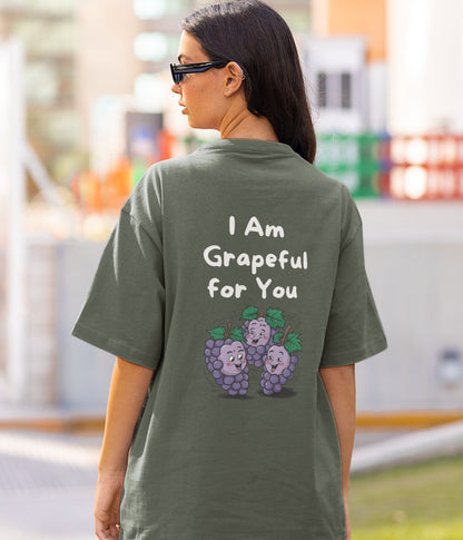 I Am So Grapeful For You - Unisex Oversized Classic T-Shirt - Dark - aiink