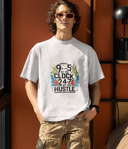 9-5 Hustle - Men's Terry Oversized T-Shirt - aiink