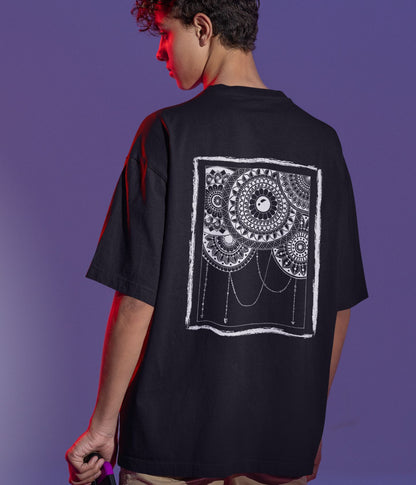 Mandala Frame - Terry Oversized T-Shirt - Dark