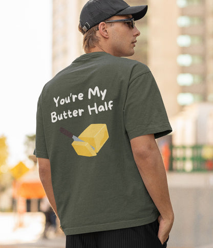 Butter Half - Unisex Oversized Classic T-Shirt - Dark - aiink