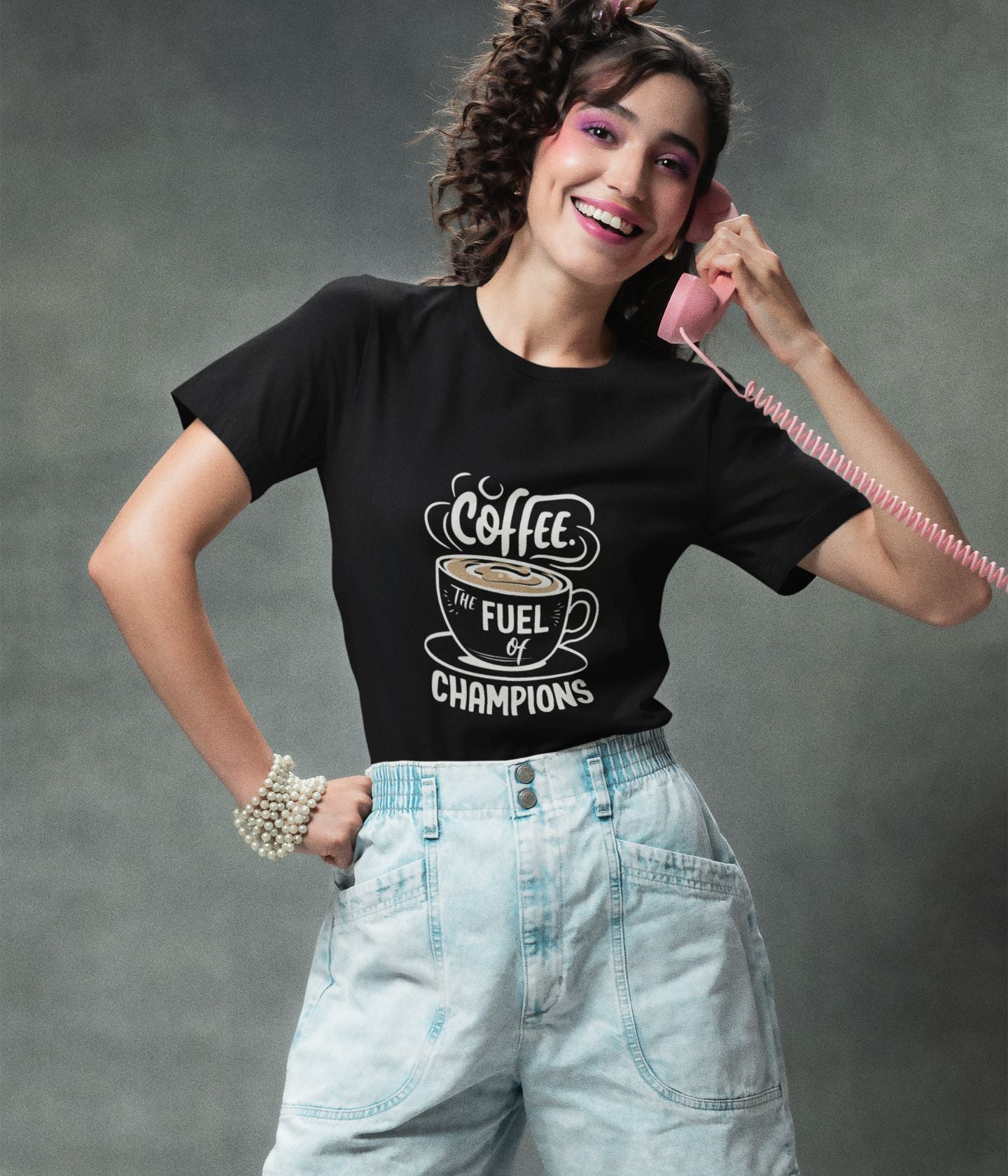 Coffee is a Fuel - Women's Supima Cotton T-Shirt Dark - aiink