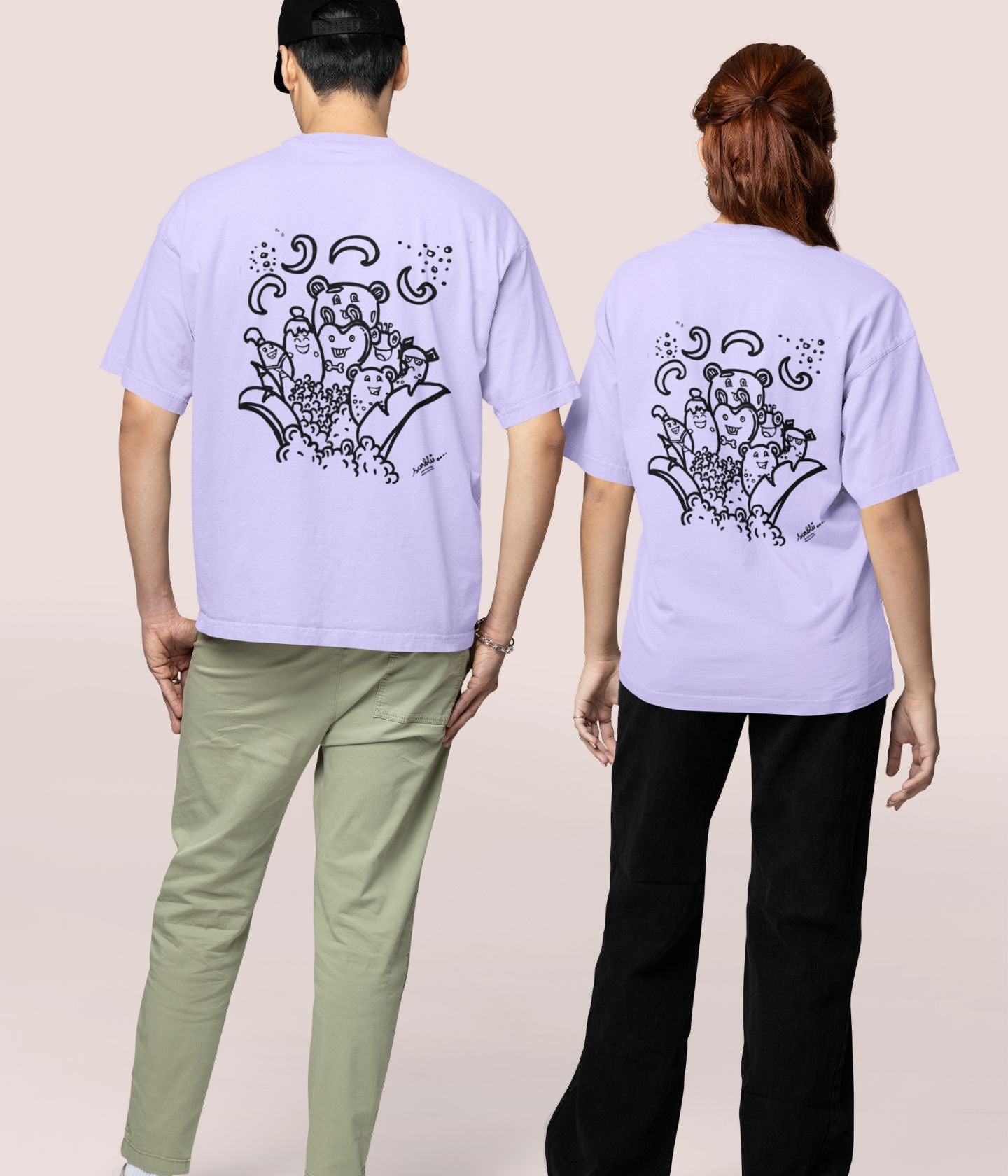 Cute Faces Doodle - Oversized Classic T-Shirt - aiink