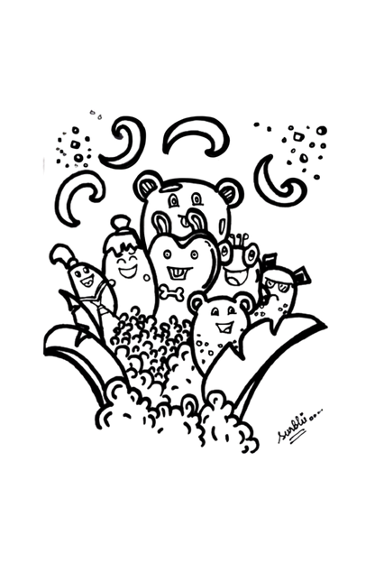 Cute Faces Doodle - Unisex Classic T-Shirt - Dark - aiink