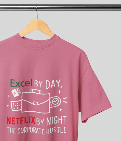 Excel Netflix - Men's Unisex Terry Oversized T-Shirt - Dark - aiink