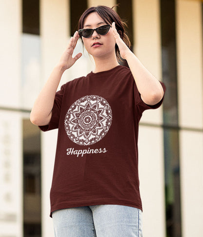 Happiness - Terry Oversized T-Shirt - Dark - aiink