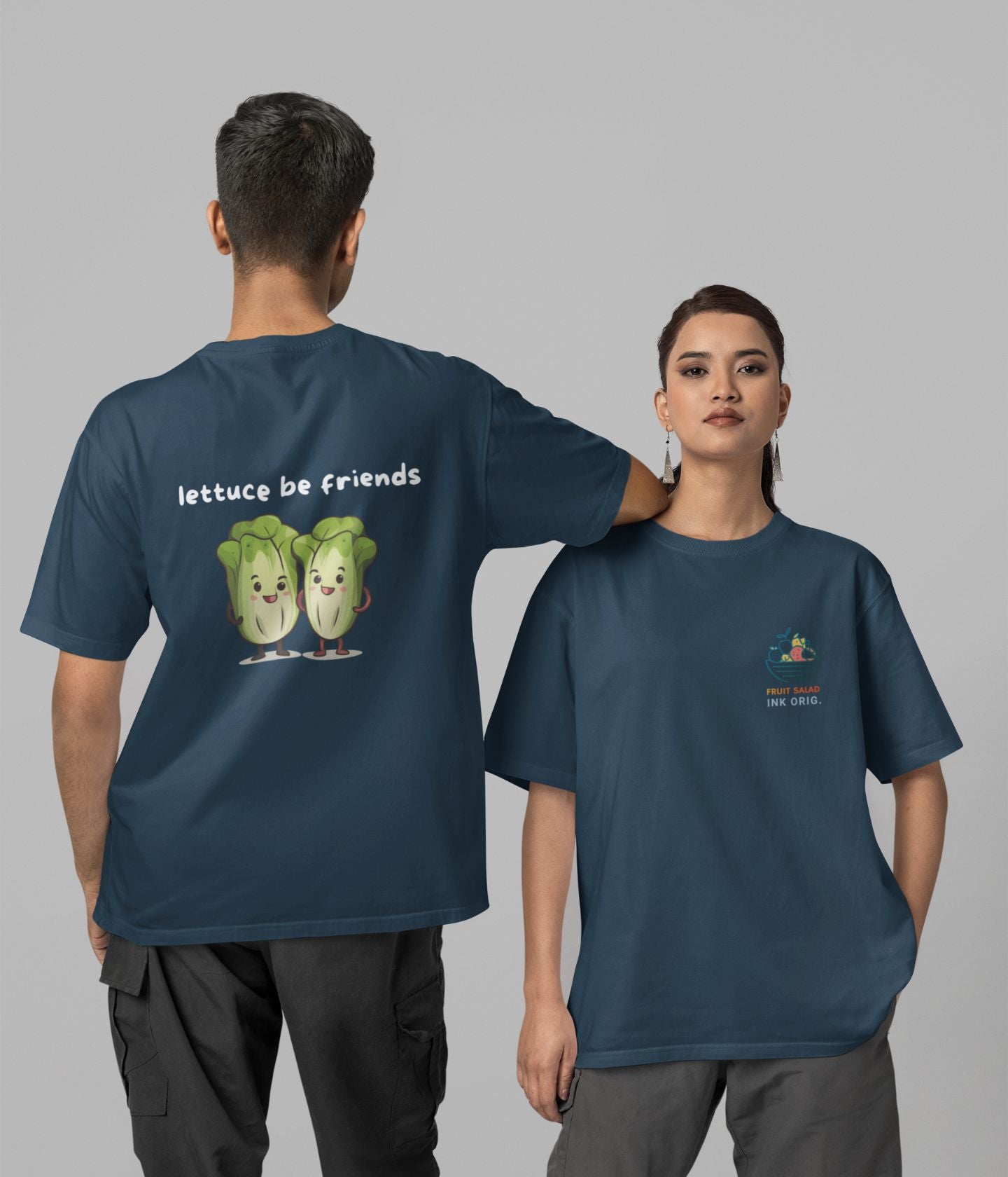 Lettuce Be Friends - Unisex Oversized Classic T-Shirt - Dark - aiink