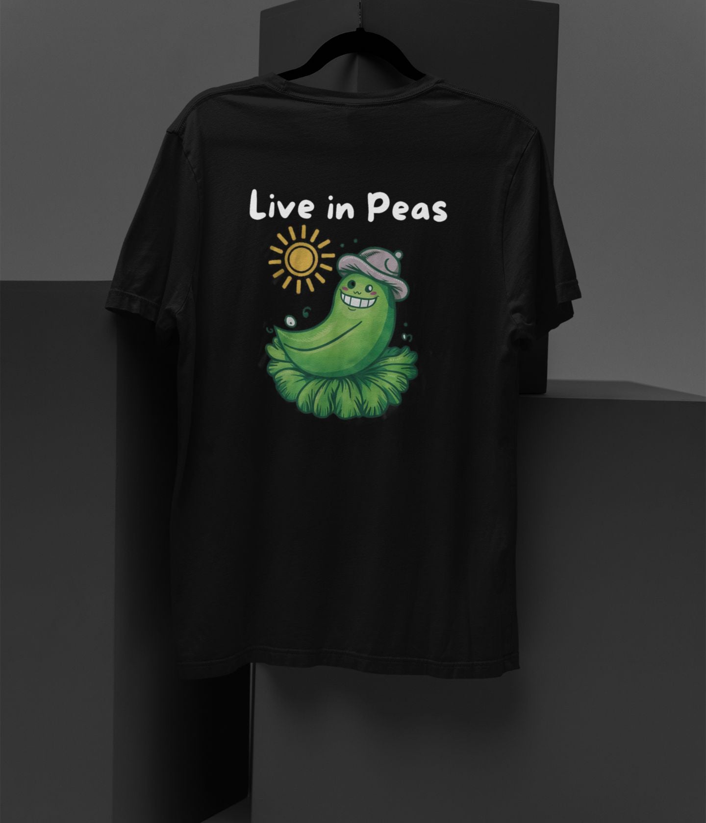 Live In Peas - Terry Oversized T-Shirt - Dark - aiink