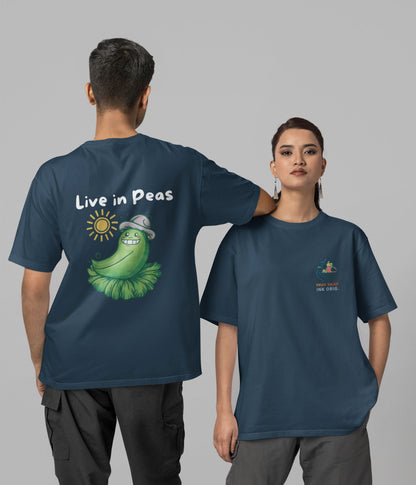 Live In Peas - Unisex Oversized Classic T-Shirt- Dark - aiink