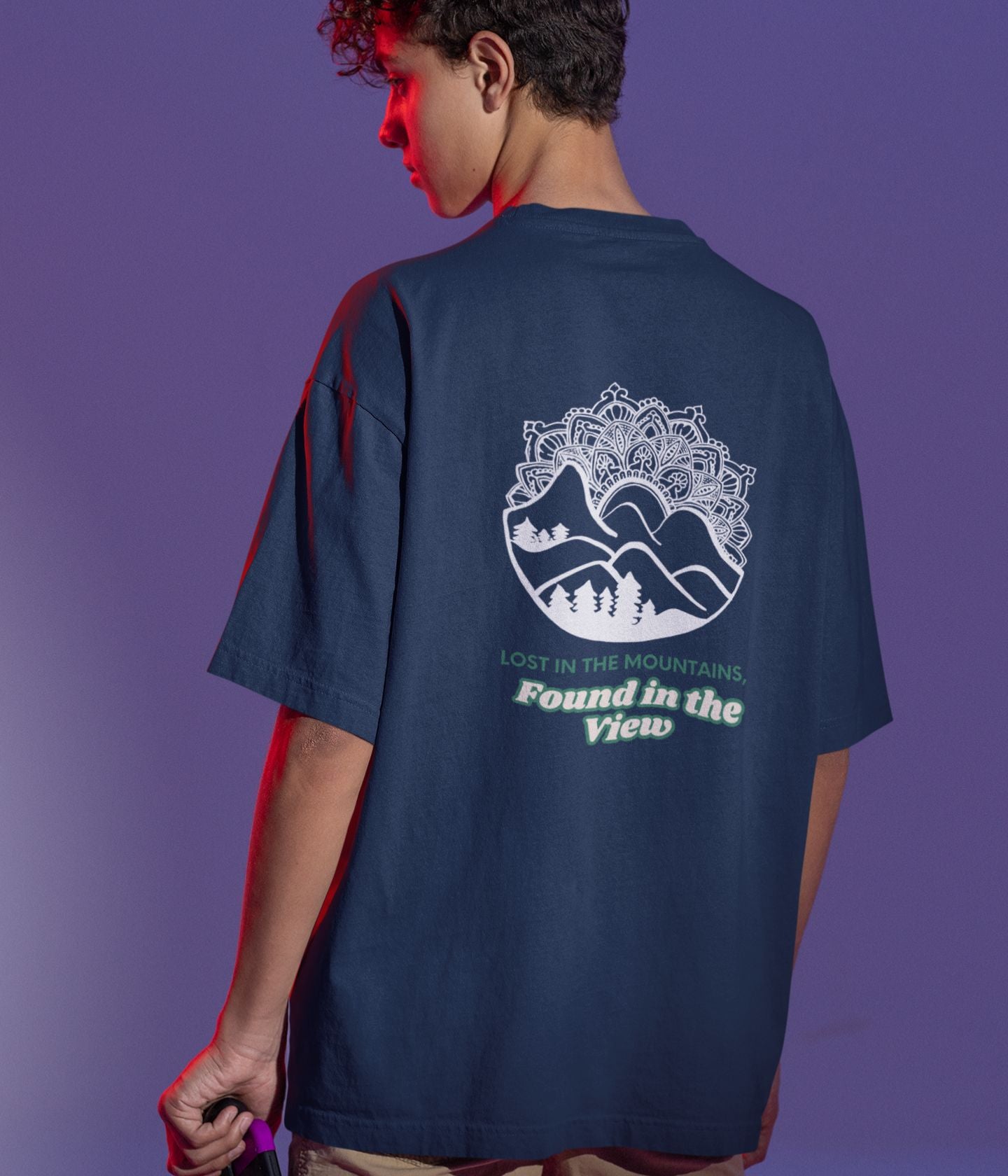 Lost In The Mountains - Terry Oversized T-Shirt - Dark Ai Ink™