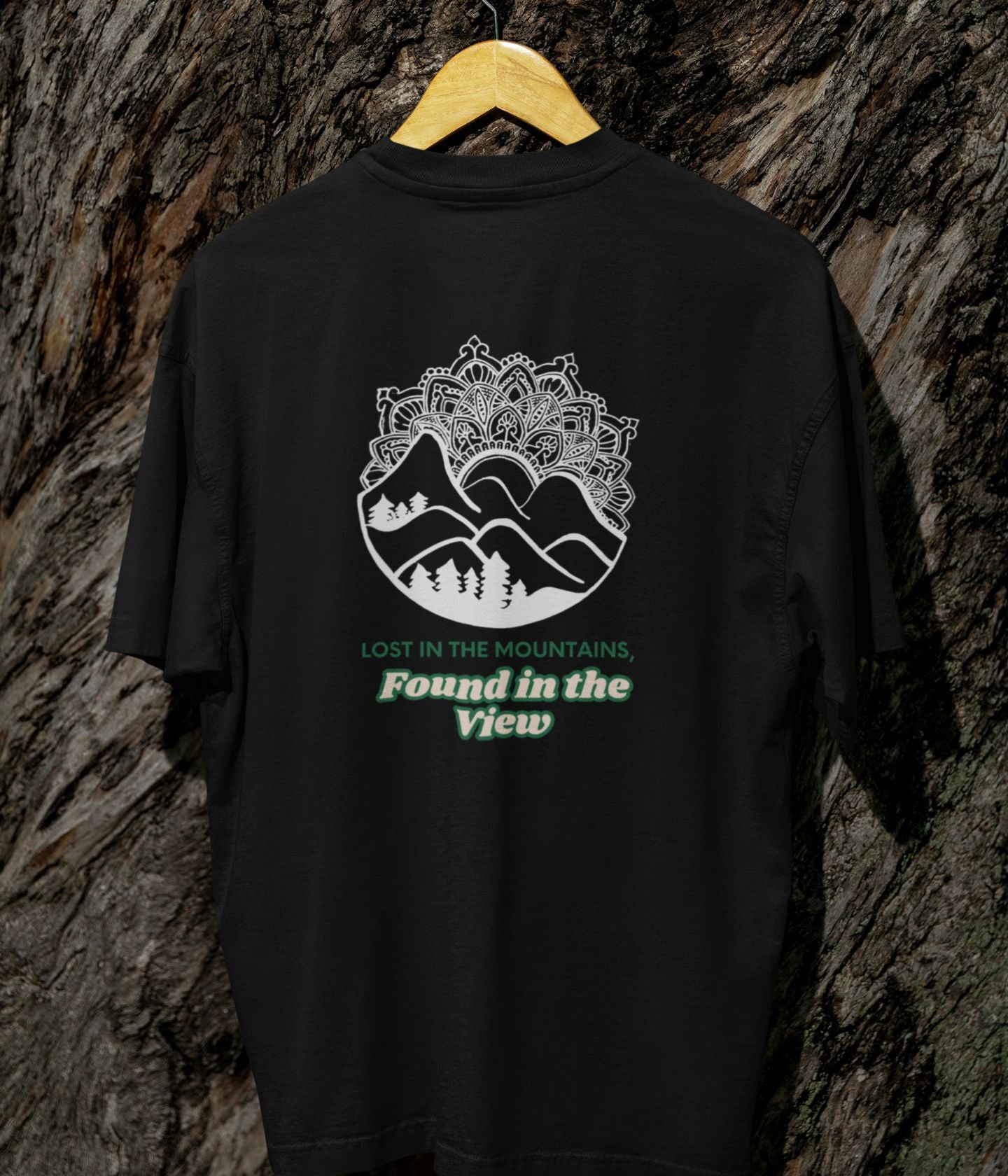 Lost In The Mountains - Terry Oversized T-Shirt - Dark Ai Ink™