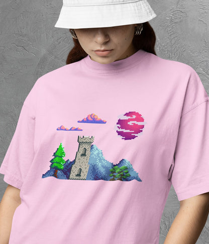 Lunar Castle - Oversized Classic T-Shirt Ai Ink™