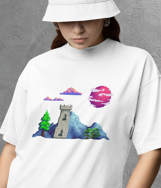 Lunar Castle - Oversized Classic T-Shirt Ai Ink™