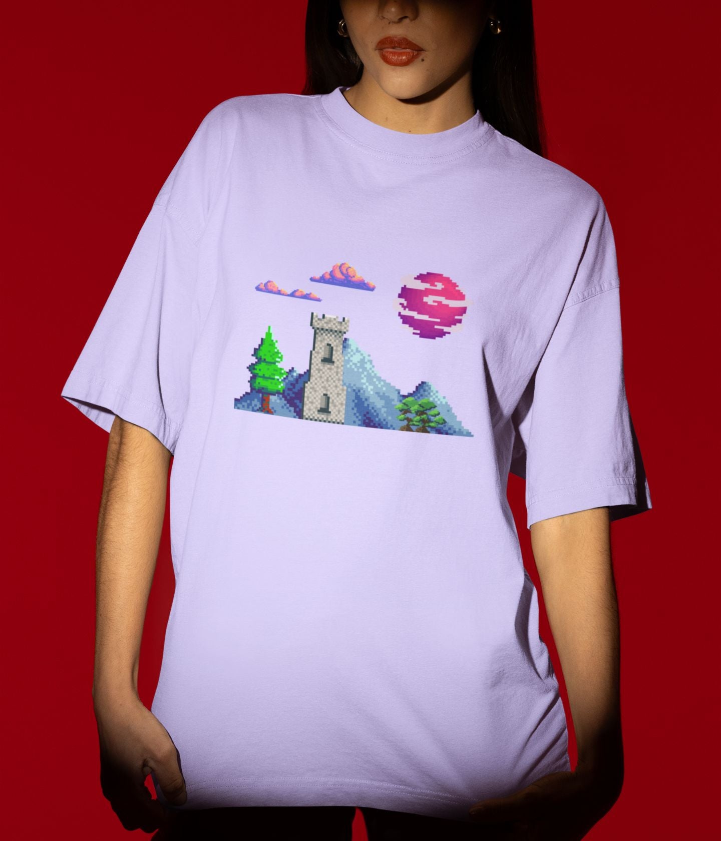 Lunar Castle - Terry Oversized T-Shirt Ai Ink™