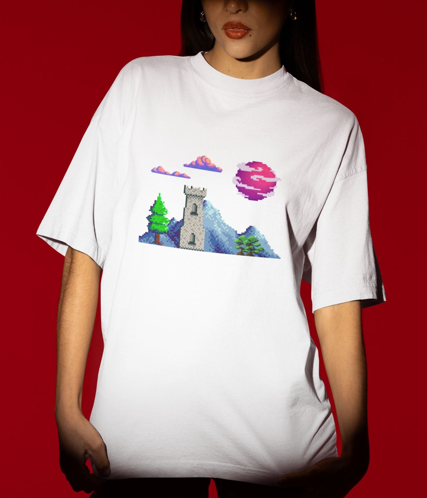 Lunar Castle - Terry Oversized T-Shirt Ai Ink™