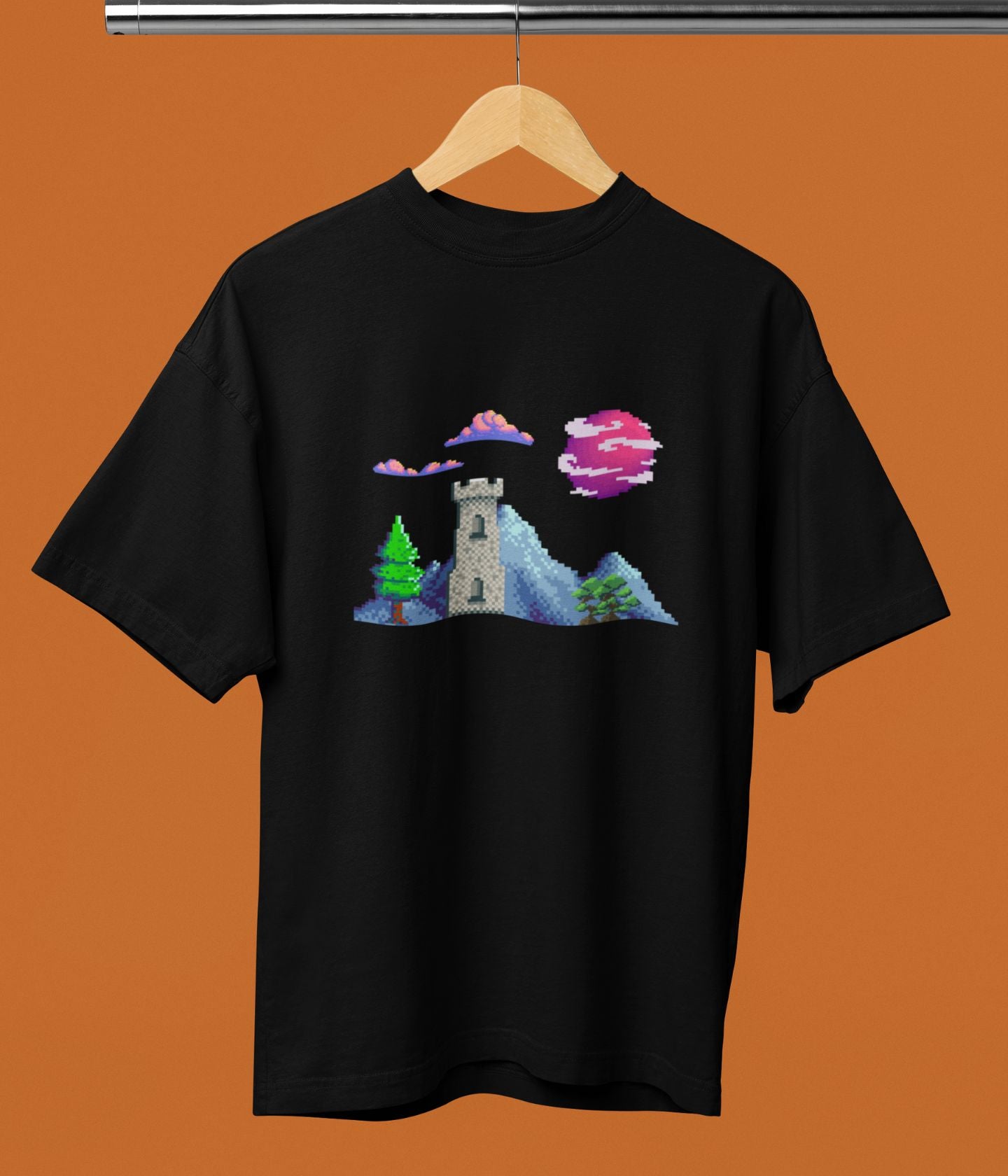 Lunar Castle - Terry Oversized T-Shirt - Dark Ai Ink™