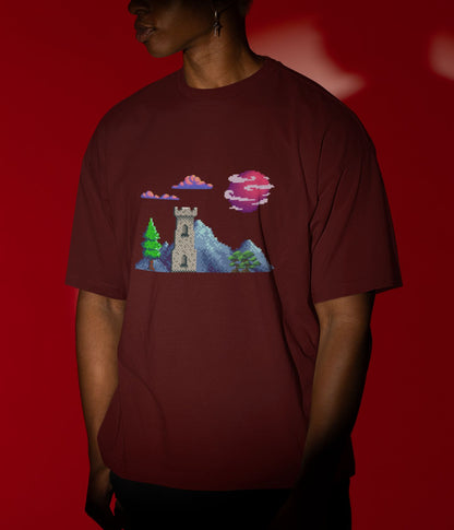 Lunar Castle - Terry Oversized T-Shirt - Dark Ai Ink™