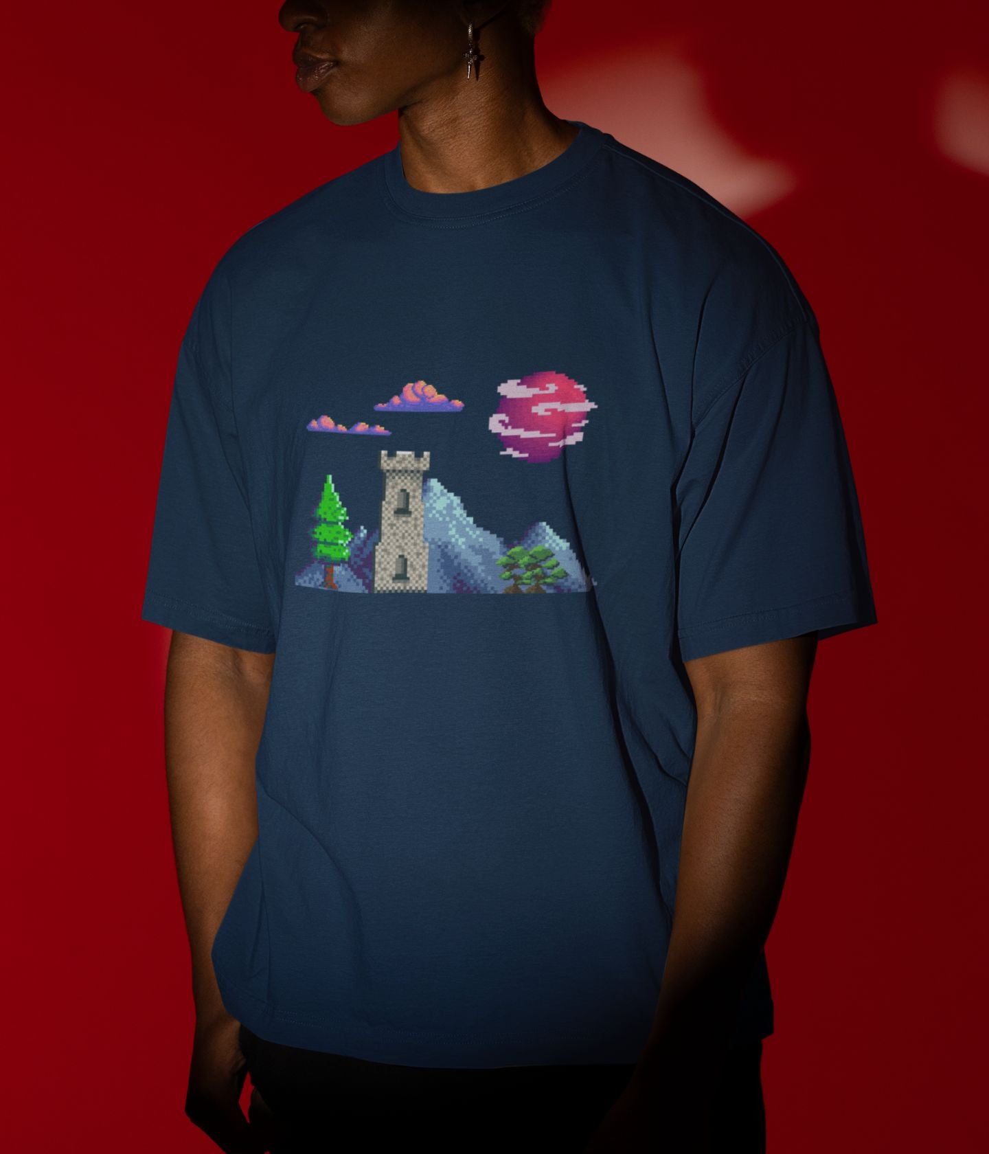 Lunar Castle - Terry Oversized T-Shirt - Dark Ai Ink™