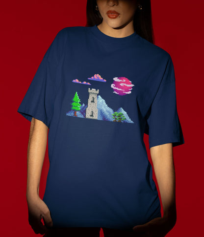 Lunar Castle - Terry Oversized T-Shirt - Dark Ai Ink™