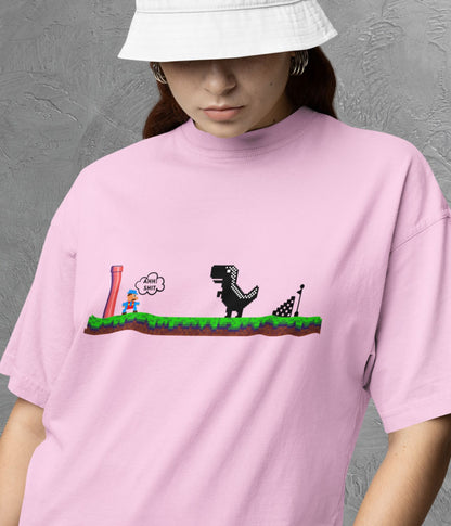 Mario Meets Dino - Oversized Classic T-Shirt Ai Ink™