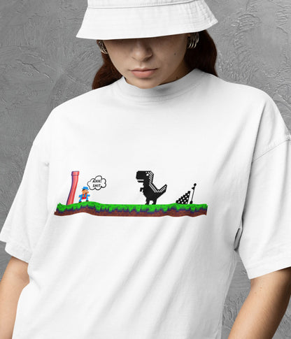 Mario Meets Dino - Oversized Classic T-Shirt Ai Ink™