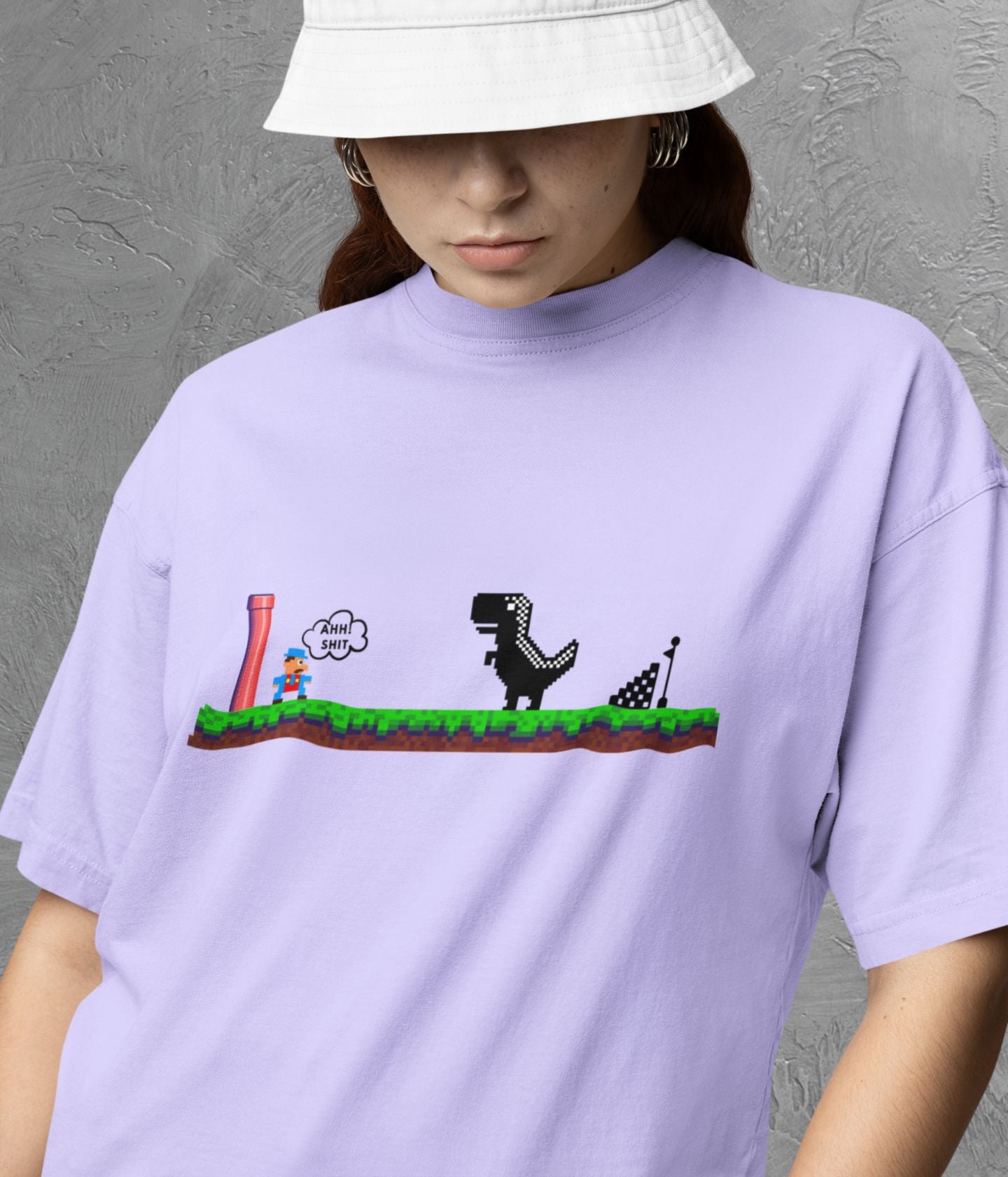 Mario Meets Dino - Oversized Classic T-Shirt Ai Ink™