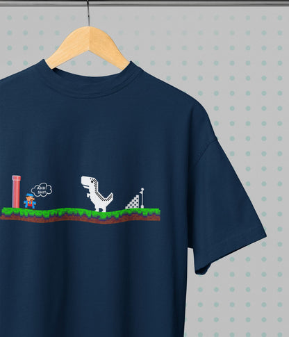 Mario Meets Dino - Oversized Classic T-Shirt - Dark Ai Ink™