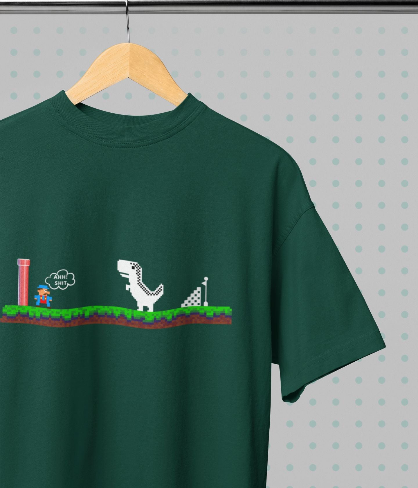 Mario Meets Dino - Oversized Classic T-Shirt - Dark Ai Ink™