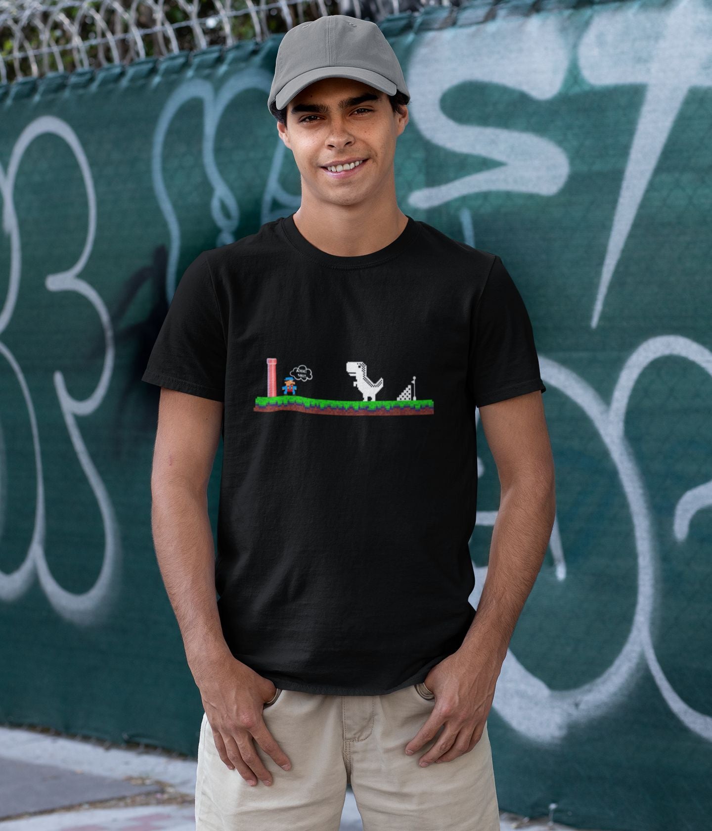 Mario Meets Dino - Unisex Classic T-Shirt - Dark Ai Ink™