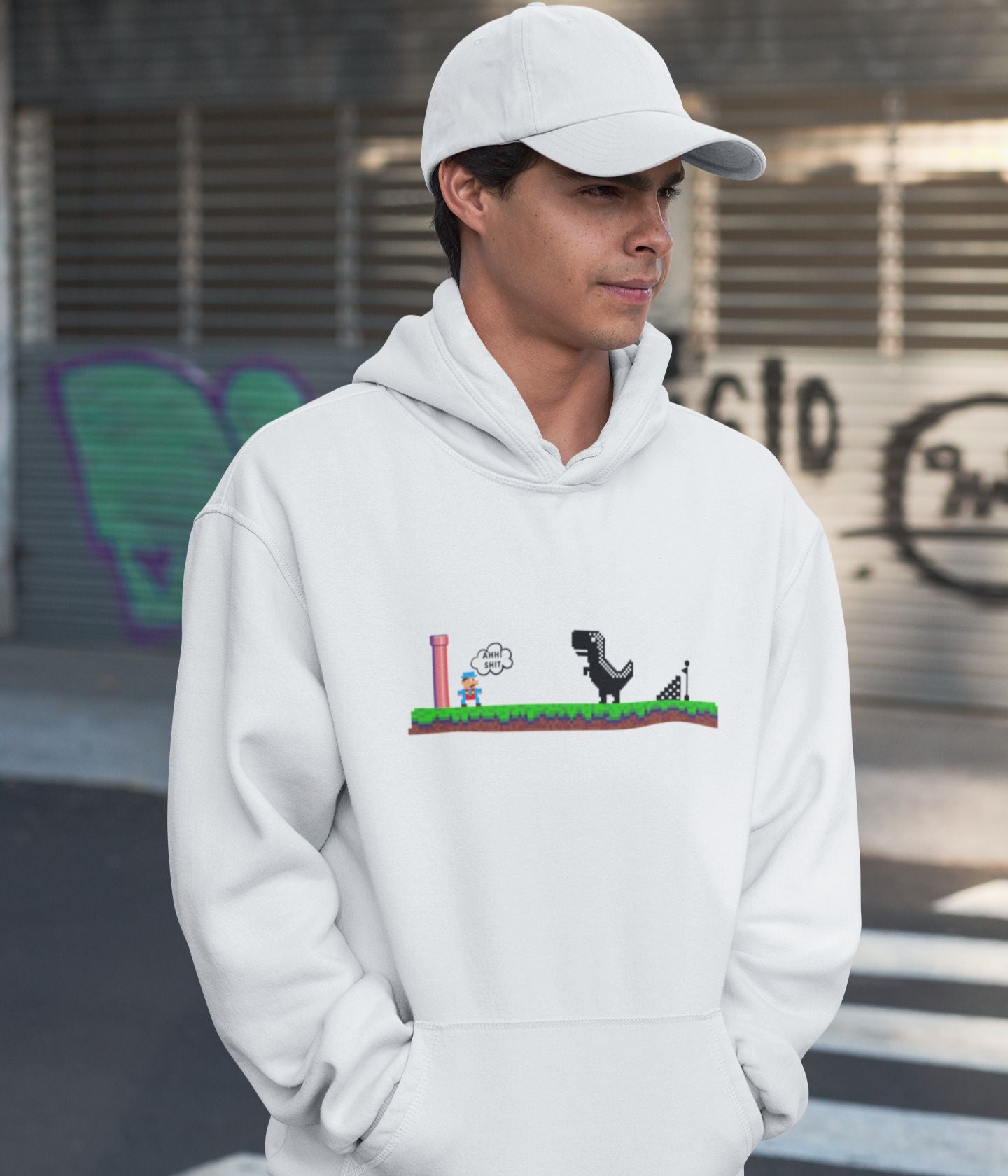 Mario Meets Dino - Unisex Hoodie Ai Ink™