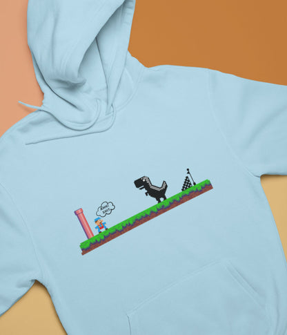 Mario Meets Dino - Unisex Hoodie Ai Ink™