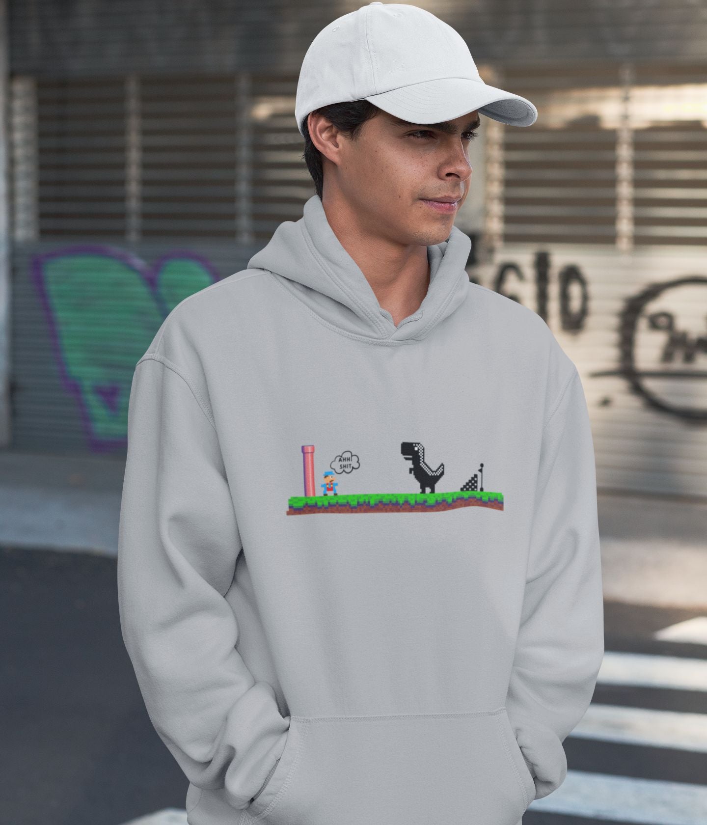 Mario Meets Dino - Unisex Hoodie Ai Ink™