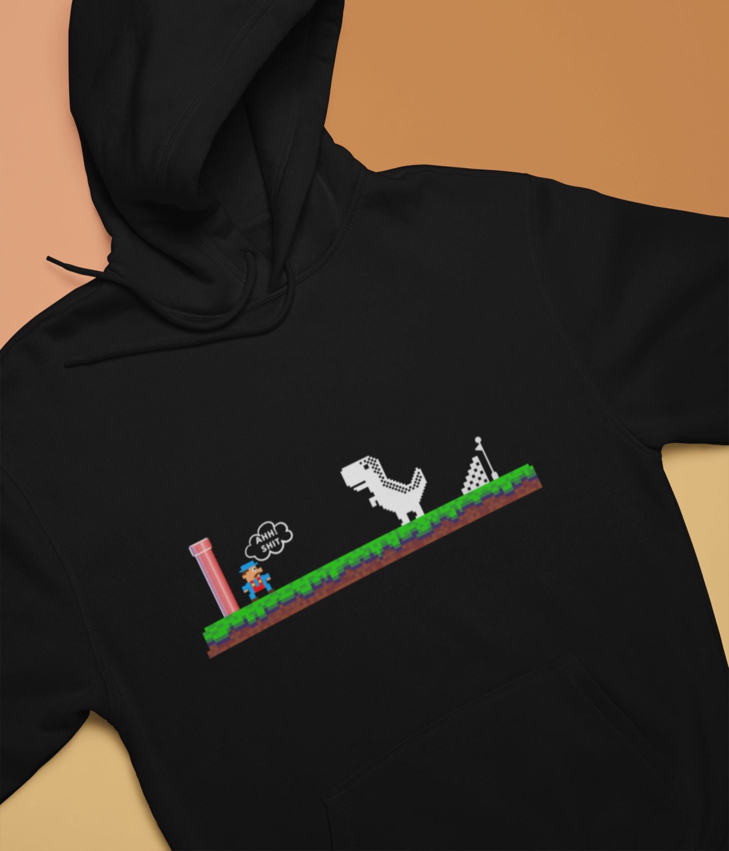 Mario Meets Dino - Unisex Hoodie - Dark Ai Ink™