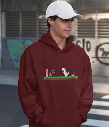 Mario Meets Dino - Unisex Hoodie - Dark Ai Ink™