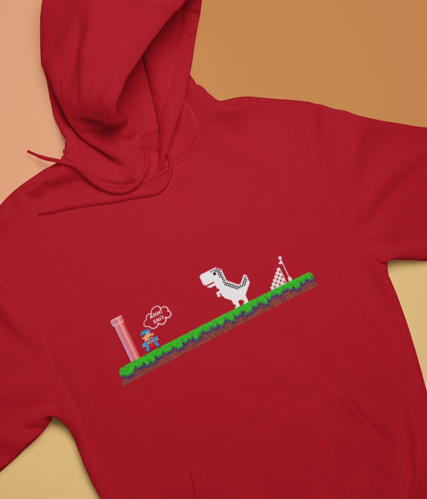 Mario Meets Dino - Unisex Hoodie - Dark Ai Ink™