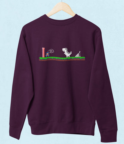 Mario Meets Dino - Unisex Sweatshirt - Dark Ai Ink™