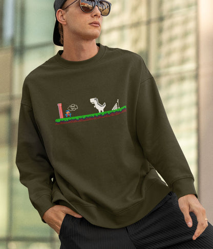 Mario Meets Dino - Unisex Sweatshirt - Dark Ai Ink™