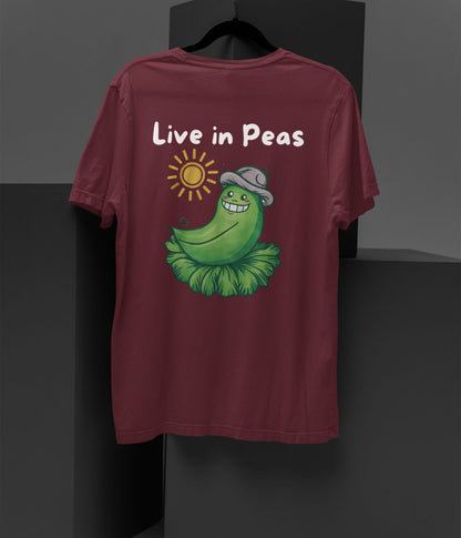 Live In Peas - Unisex Oversized Classic T-Shirt- Dark - aiink