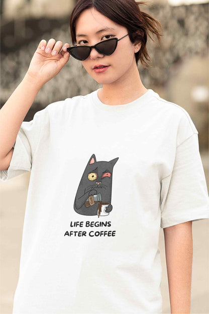 No Coffee! No Life! - Terry Cotton Oversized T-Shirt - aiink