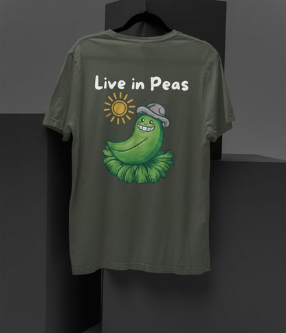 Live In Peas - Unisex Oversized Classic T-Shirt- Dark - aiink