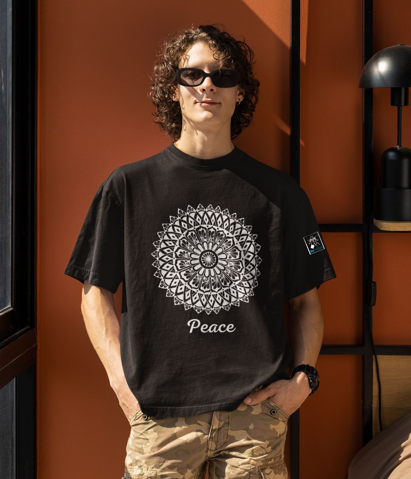 Peace - Terry Oversized T-Shirt - Dark - aiink