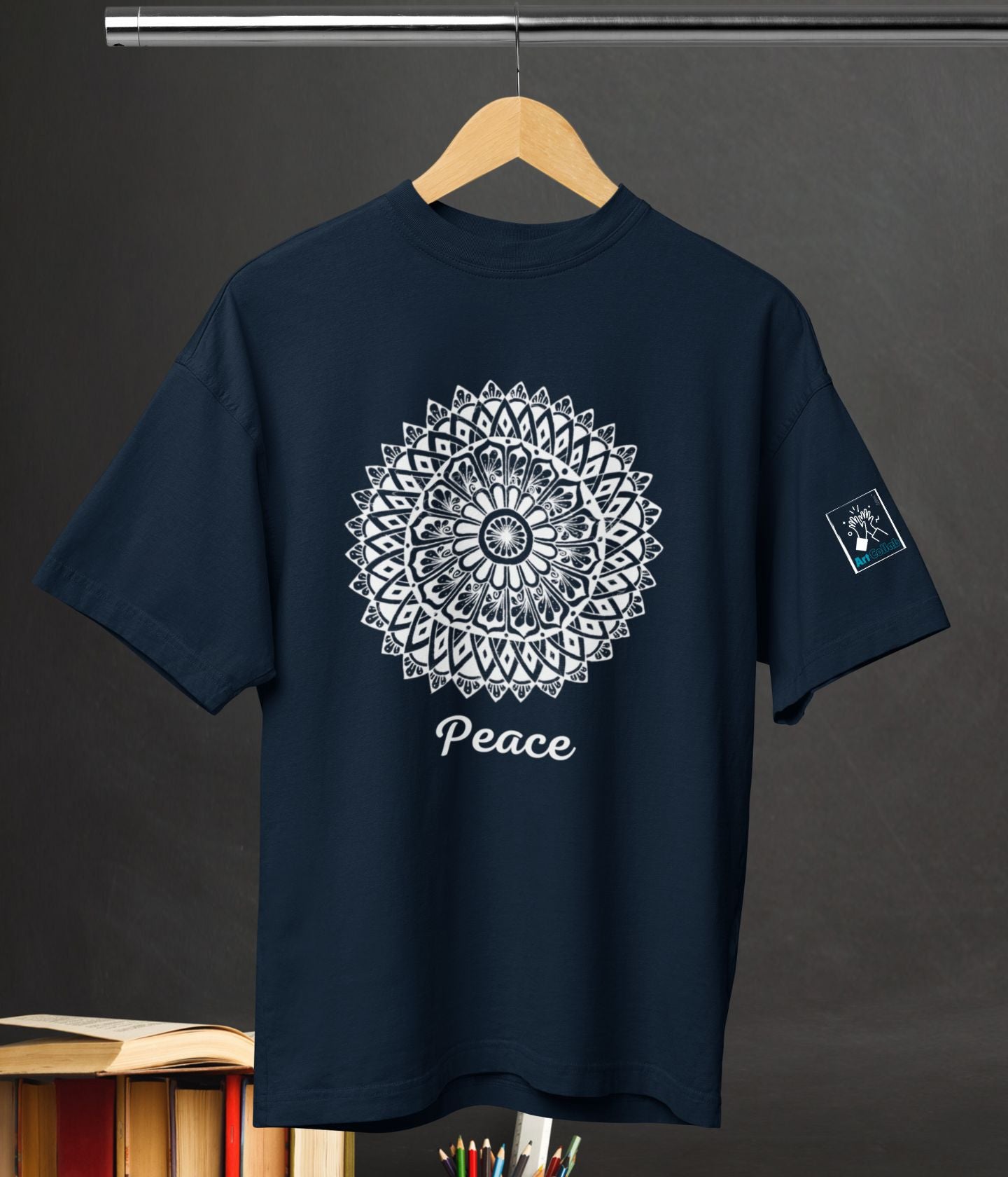 Peace - Terry Oversized T-Shirt - Dark - aiink