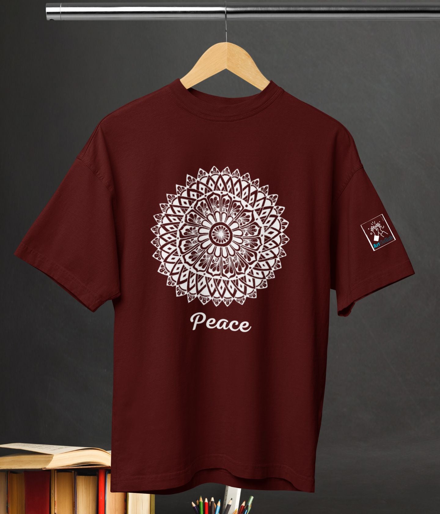 Peace - Terry Oversized T-Shirt - Dark - aiink