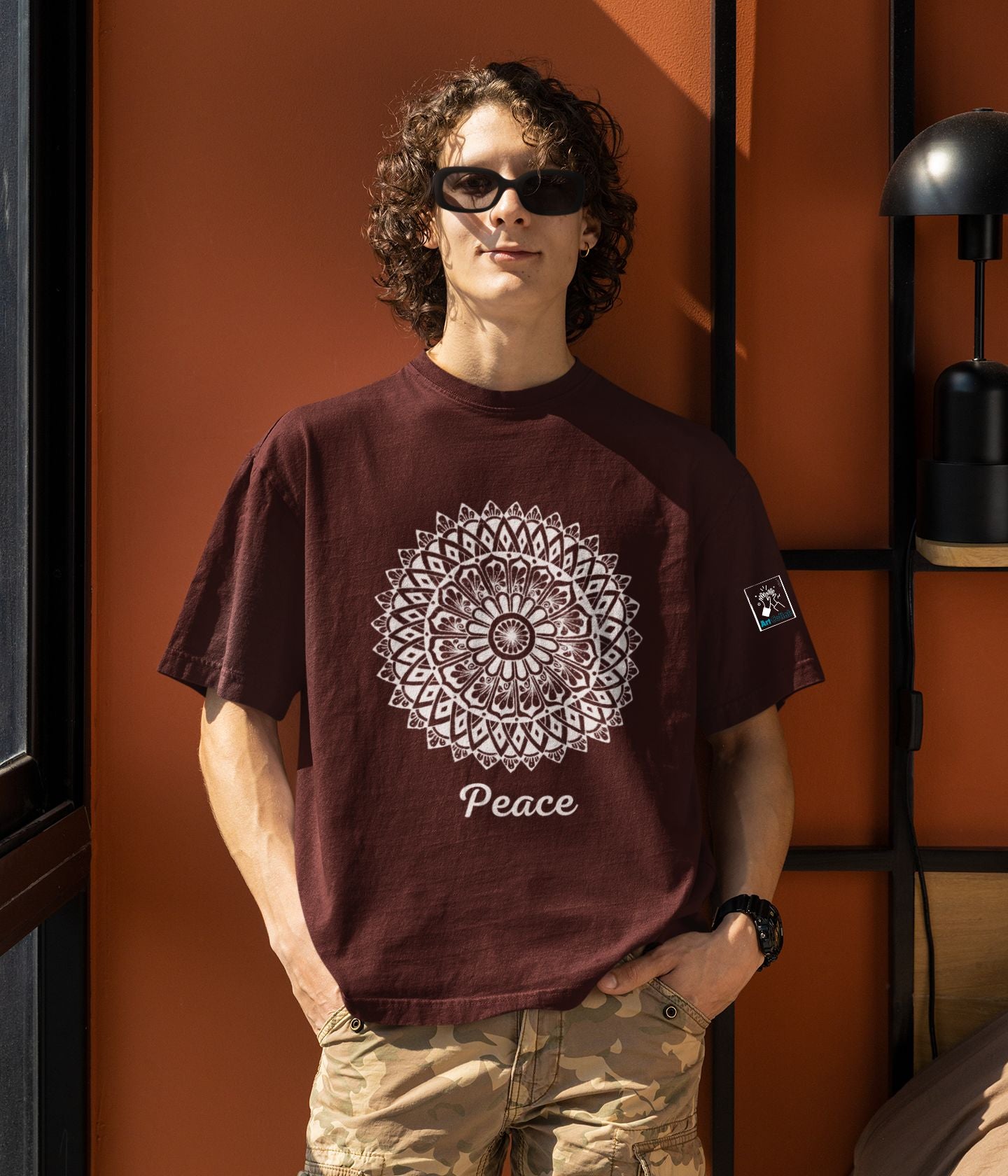 Peace - Terry Oversized T-Shirt - Dark - aiink