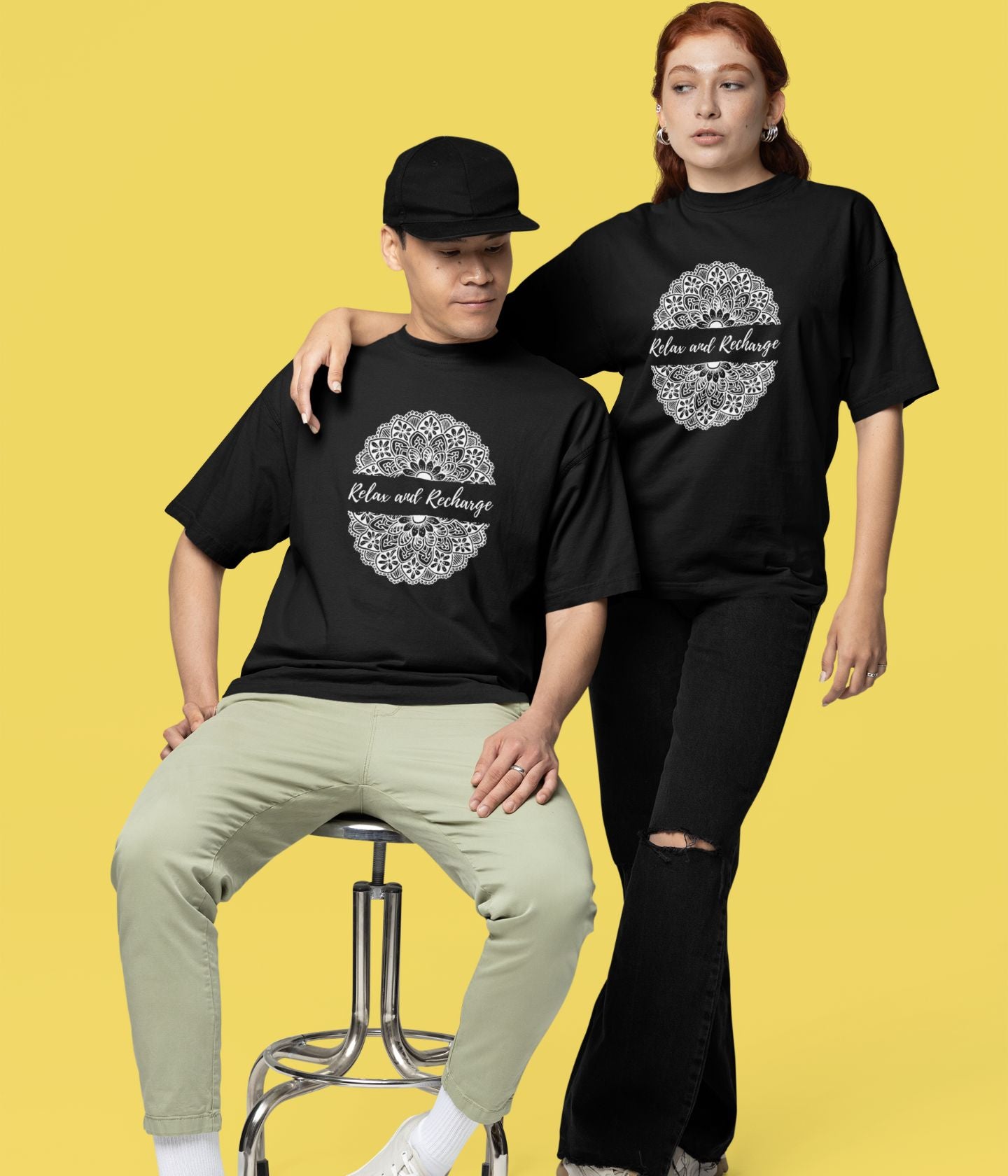 Relax And Recharge - Oversized Classic T-Shirt - Dark Ai Ink™