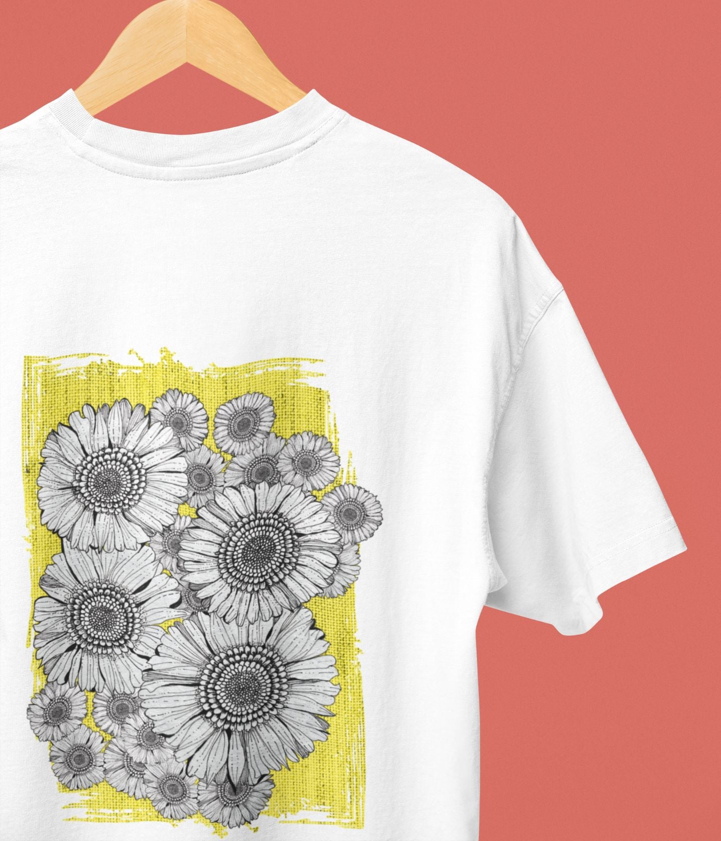 Sunflower Smiles - Oversized Classic T-Shirt - Back - aiink