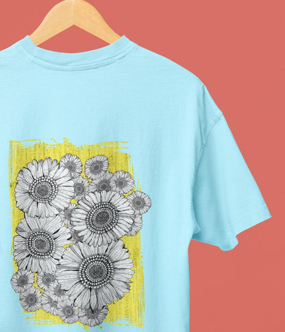 Sunflower Smiles - Oversized Classic T-Shirt - Back - aiink