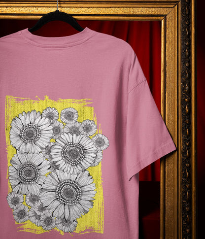 Sunflower Smiles - Terry Oversized T-Shirt - aiink