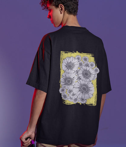 Sunflower Smiles - Terry Oversized T-Shirt - Dark - aiink